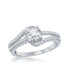 Фото #1 товара Sterling Silver Round Double Band CZ Engagement Ring