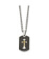 Фото #3 товара Chisel sterling Silver & Carbon Fiber Inlay Cross Curb Chain Necklace