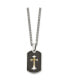 Sterling Silver & Carbon Fiber Inlay Cross Curb Chain Necklace