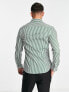Фото #2 товара ASOS DESIGN skinny fit stripe shirt in dark green