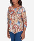 ფოტო #3 პროდუქტის Harvest Moon Women's Watercolor Paisley Crew Neck Top