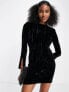 Фото #1 товара & Other Stories crushed velvet mini dress in black