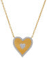 ფოტო #1 პროდუქტის Lab- Grown White Sapphire Ridged Heart 18" Pendant Necklace (1/2 ct. t.w.) in 14k Gold-Plated Sterling Silver