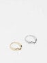 Фото #1 товара ASOS DESIGN pack of 2 molten rings in mixed metal design