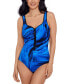 Women's Shirred Zip-Front One-Piece Swimsuit