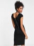 Closet London puff shoulder pencil dress with bodice detail in black