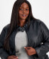 ფოტო #3 პროდუქტის Plus Size Faux-Leather Zip-Front Jacket