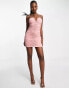 Фото #6 товара Rare London ruched mini dress with diamante straps in pink