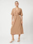 Фото #22 товара Платье женское Koton Oversize Midi с поясом и V-образным вырезом