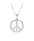 Фото #2 товара Pave Cubic Zirconia CZ Open Peace Sign Pendant Necklace For For Women Sterling Silver With Chain