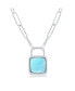 ფოტო #1 პროდუქტის Sterling Silver Larimar Lock Paperclip Necklace