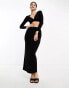 Fashionkilla sculpted column maxi skirt co-ord in black