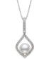 ფოტო #1 პროდუქტის Cultured Freshwater Pearl (7mm) & Cubic Zirconia 18" Pendant Necklace in Sterling Silver