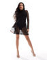 Фото #1 товара ASOS DESIGN lace overlay body flippy mini dress in black