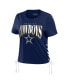 ფოტო #2 პროდუქტის Women's Navy Dallas Cowboys Lace Up Side Modest Cropped T-Shirt