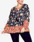 Фото #1 товара Plus Size Imari Spliced Long Sleeve Top