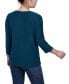 Petite 3/4 Sleeve Top with Illusion Neckline and Stones