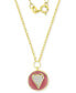 ფოტო #1 პროდუქტის Cubic Zirconia & Pink Enamel Cluster Disc Pendant Necklace in 14k Gold-Plated Sterling Silver, 13" + 2" extender