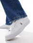 Фото #1 товара Polo Ralph Lauren longwood leather trainer in white with multi pony logo