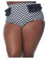 Фото #1 товара Plus Size High Waisted Ruffle Detail Swim Bottoms