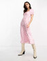 Фото #6 товара Повседневное платье & Other Stories розовое с цветочным принтом, с разрезом и объемными рукавами
