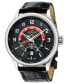ფოტო #1 პროდუქტის Men's Giromondo Swiss Quartz Black Leather Watch 42mm