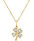 Diamond Accent Clover Pendant Necklace in 14k Gold-Plated Sterling Silver, 16" + 2" extender