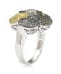 Suzy Levian Sterling Silver Cubic Zirconia Pave Multi-Color Flower Ring