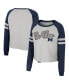 Фото #1 товара Women's Heather Gray Michigan Wolverines I'm Gliding Here Raglan Long Sleeve Cropped T-shirt