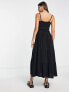 ASOS DESIGN tiered belted maxi sundress in black