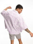 Фото #5 товара ASOS DESIGN boxy oversized revere linen mix shirt in lilac print