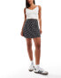 Фото #2 товара Miss Selfridge button through flippy mini skirt in black polka dot