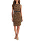 Фото #1 товара Petite Animal-Print Jacquard Faux-Leather-Trim Dress