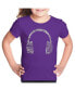ფოტო #2 პროდუქტის Big Girl's Word Art T-shirt - HEADPHONES - LANGUAGES