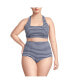 Фото #1 товара Plus Size Gingham Square Neck Halter Bikini Swimsuit Top