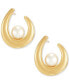 ფოტო #3 პროდუქტის Cultured Freshwater Pearl (7-1/2 mm) Swoop Stud Earrings in 14k Gold