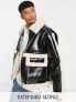 Фото #1 товара ASOS DESIGN oversized faux leather jacket with faux shearling collar in black