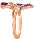 Multi-Gemstone (5/8 ct. t.w.) & Nude Diamond (1/4 ct. t.w.) Flower Ring in 14k Rose Gold