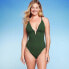 Фото #2 товара Women's Ribbed Plunge Front V-Wire One Piece Swimsuit - Shade & Shore Dark