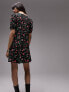 Topshop Bella mini tea dress in red rose print