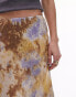 Topshop satin tie dye 90's length skirt with lace trim detail in multi