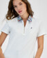 Women's Contrast-Collar Polo Short-Sleeve Top