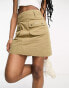 Barbour x ASOS lightweight utility wax mini skirt in golden khaki