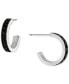 ფოტო #1 პროდუქტის Black Crystal Small Hoop Earrings in Sterling Silver, 0.59", Created for Macy's