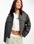 ASOS DESIGN cropped canvas jacket in charcoal