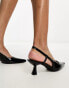 Glamorous slingback mid stiletto heels in black patent