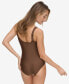 Фото #2 товара Women's Shirred Keyhole Detail One-Piece Swimsuit
