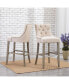 Фото #6 товара 29" Linen Tufted Buttons Upholstered Wingback Bar Stool (Set of 2)