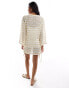 Фото #3 товара ASOS DESIGN glitter stitch crochet mini dress with ruched side in metallic stripe