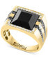 ფოტო #1 პროდუქტის EFFY® Men's Onyx & Diamond Ring (3/4 ct. t.w.) in 14k Gold